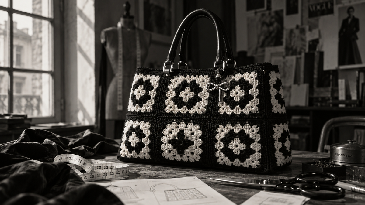 La borsa granny uncinetto in versione couture: struttura interna, fodera e tiratura limitata